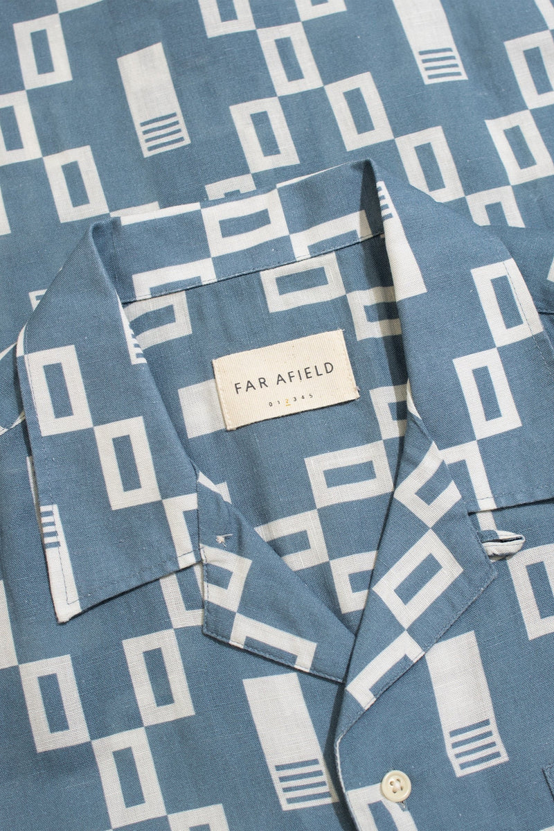 Selleck Short Sleeve Shirt Ceatano Print Blue