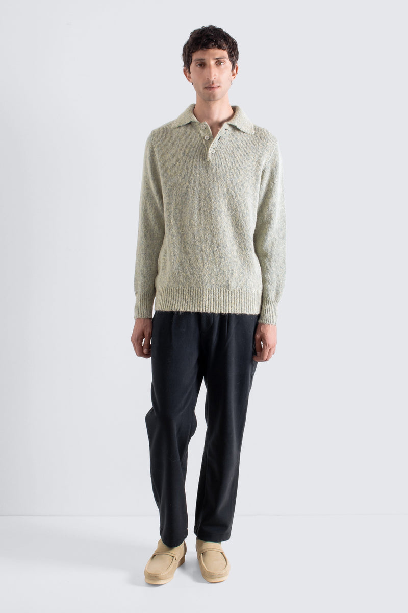Kier Knitted Polo Stone Fleck