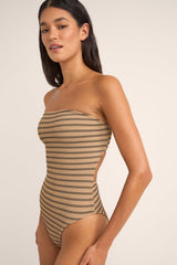 Sol Stripe Strapless One Piece Black
