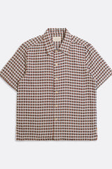 Busey Short Sleeve Shirt Dobby Check Deep Red Multi