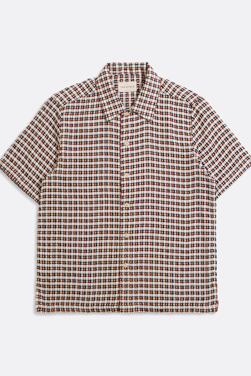 Busey Short Sleeve Shirt Dobby Check Deep Red Multi