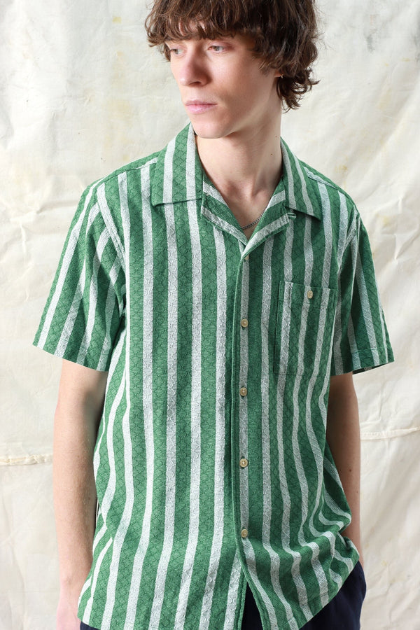 Selleck Short Sleeve Shirt Dobby Stripe Tropical Green