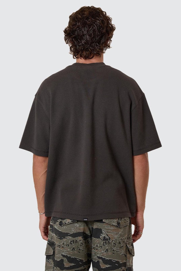 Box Cropped Waffle Tee Dark Charcoal
