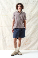 Busey Short Sleeve Shirt Dobby Check Deep Red Multi