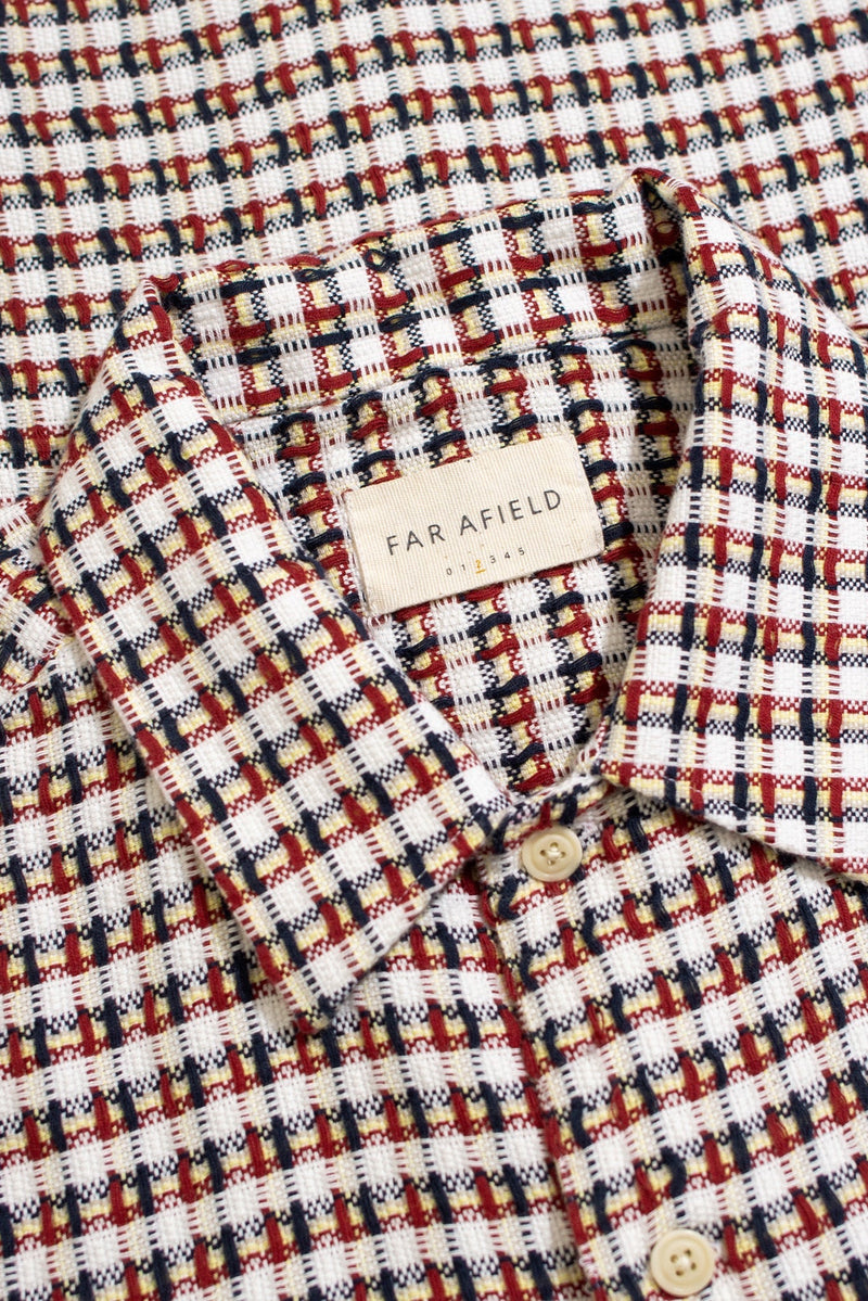 Busey Short Sleeve Shirt Dobby Check Deep Red Multi