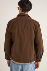 Brushed Twill Trucker Jacket Brown