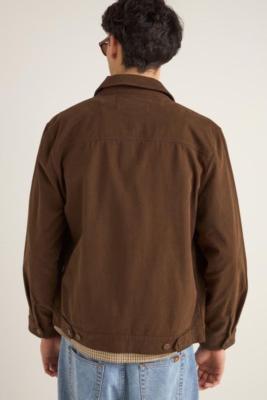 Brushed Twill Trucker Jacket Brown