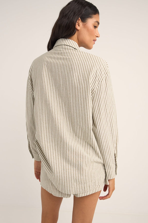 Valley Stripe Oversize Shirt Ivy