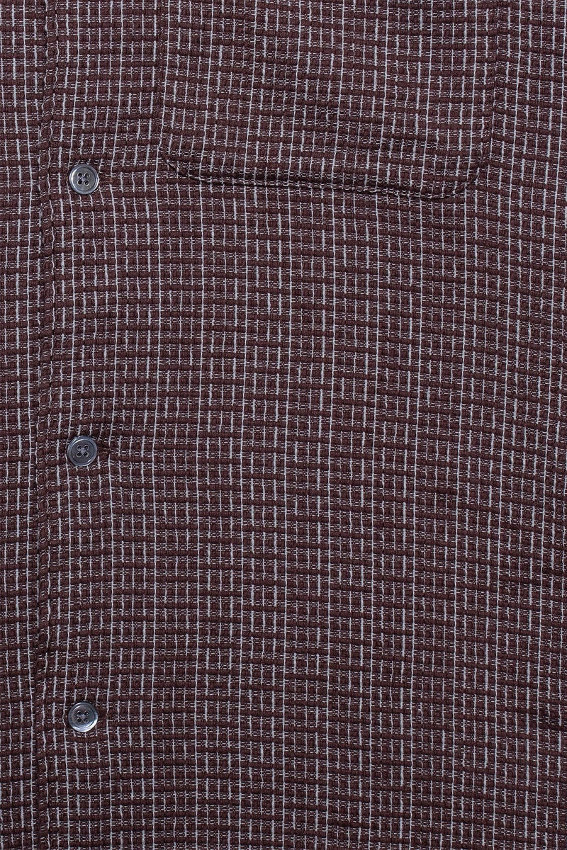 Busey Shirt Dobby Linear Brown Stone