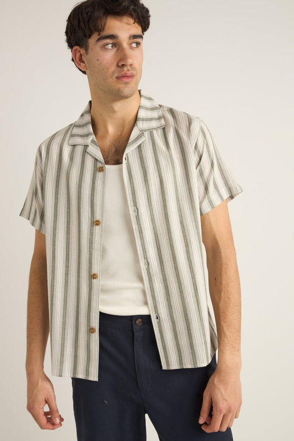 Vacation Stripe Short Sleeve Shirt Fern