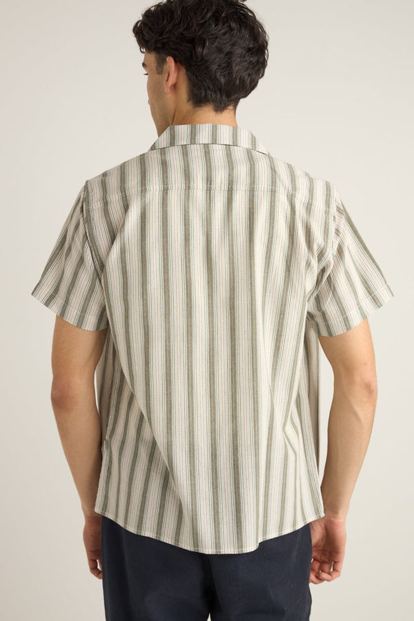 Vacation Stripe Short Sleeve Shirt Fern