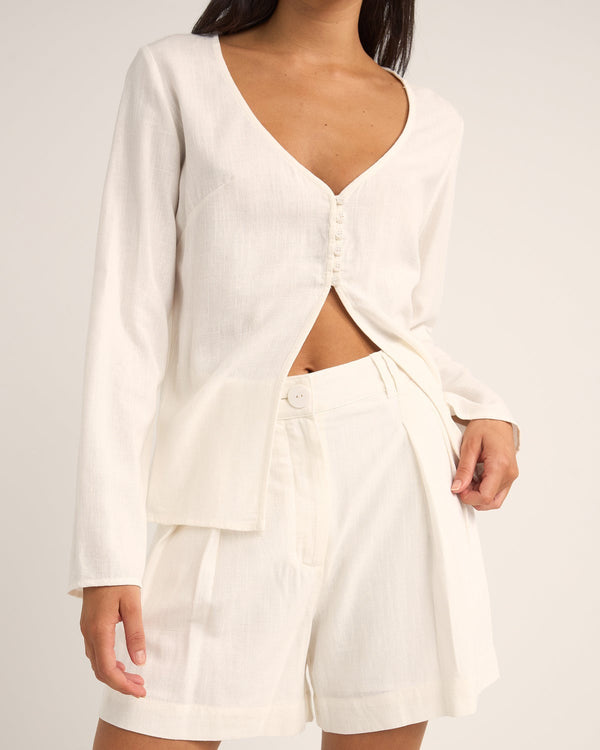 Kayla Long Sleeve Top White