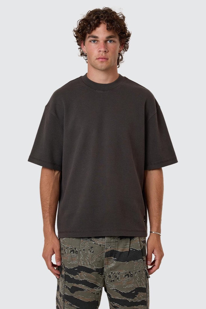 Box Cropped Waffle Tee Dark Charcoal