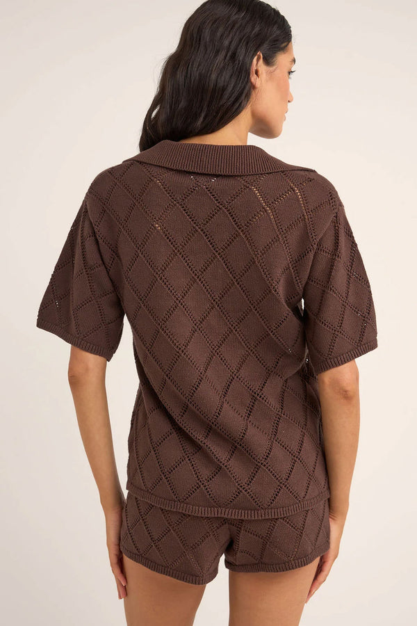 Islander Collared Knit Shirt Chocolate