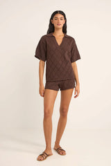 Islander Collared Knit Shirt Chocolate