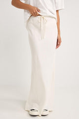 Bias Cut Maxi Skirt White