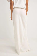 Bias Cut Maxi Skirt White