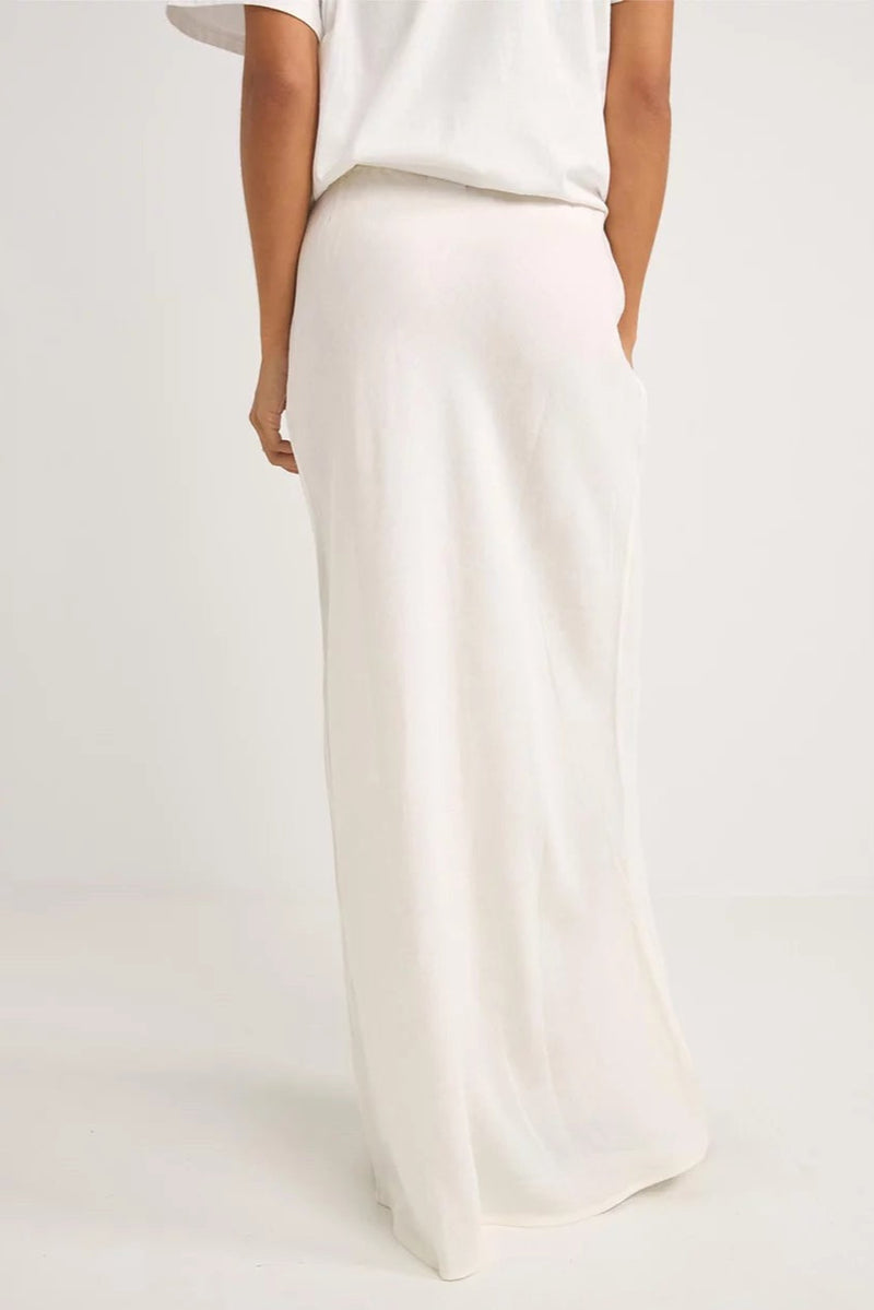 Bias Cut Maxi Skirt White