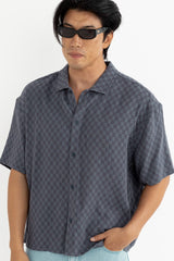 Leads Relaxed Check Short Sleeve Shirt Blue Sea