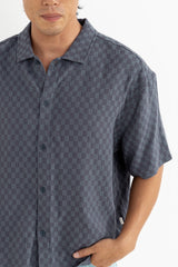 Leads Relaxed Check Short Sleeve Shirt Blue Sea