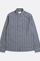 Classic Long Sleeve Shirt Helio Stripe Seersucker Navy