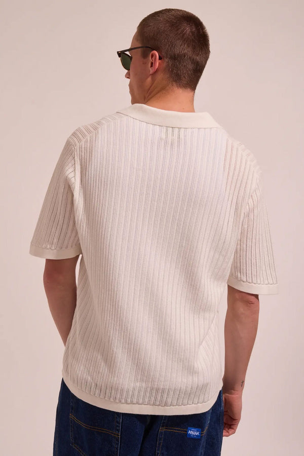 Relaxed Knit Short Sleeve Polo Natural