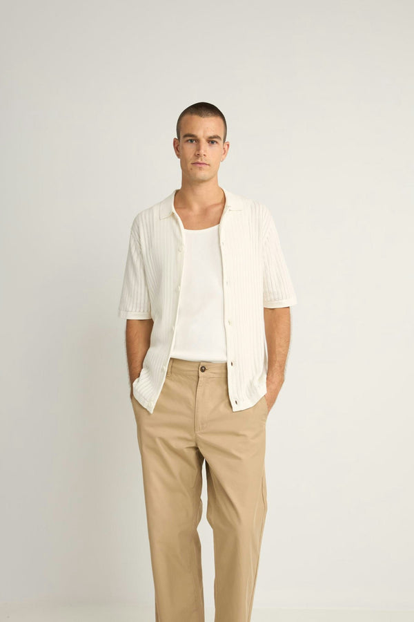 Knit Button Down Polo Natural