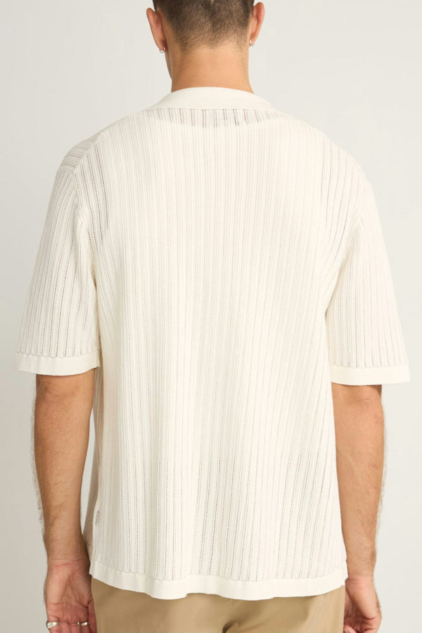 Knit Button Down Polo Natural