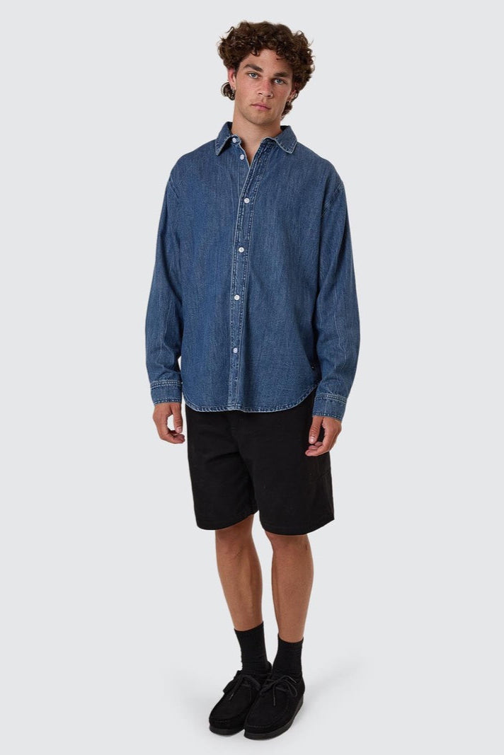 Canyon Oversize Denim Shirt Vanish Mid Blue