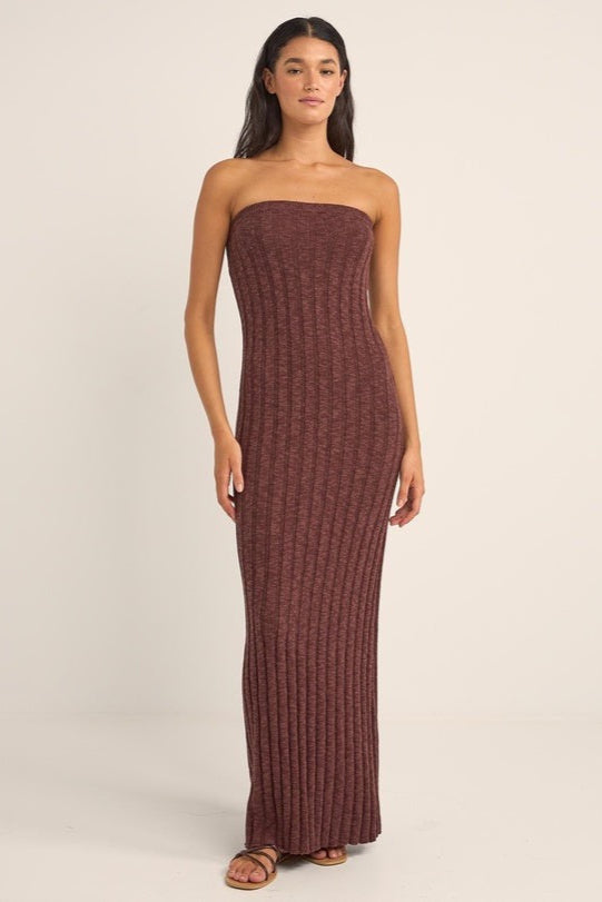 Koko Strapless Knit Dress Chocolate