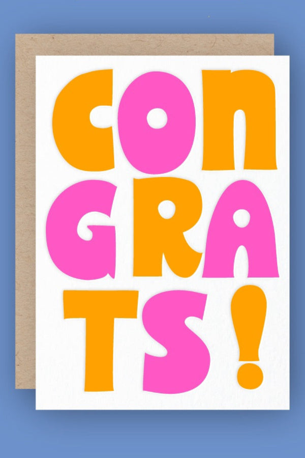 Congrats Neon Letterpress Card