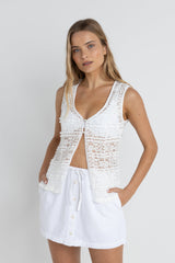 Haven Lace Longline Vest White
