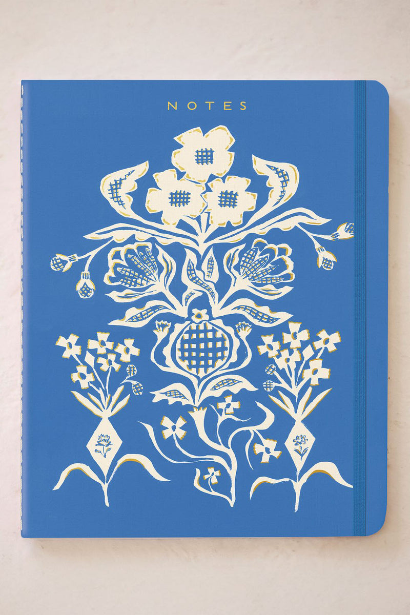 Blue Flower Bouquet Trio Notebook Set