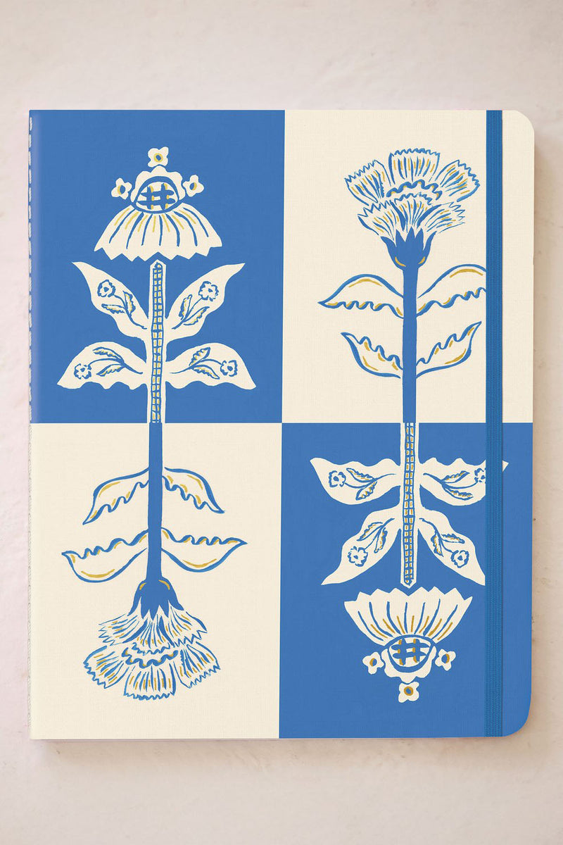 Blue Flower Bouquet Trio Notebook Set