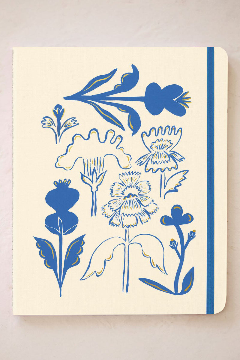 Blue Flower Bouquet Trio Notebook Set