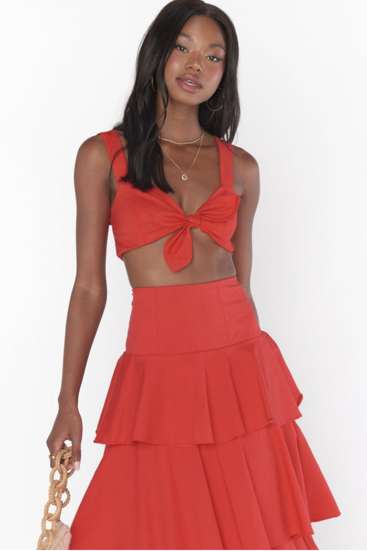 Kaden Crop Top Cherry Poplin