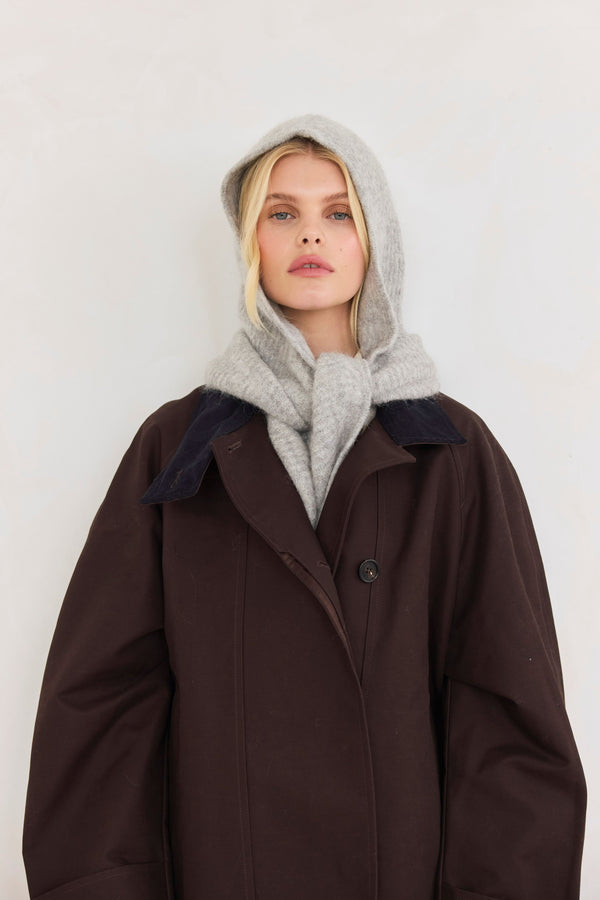 The Alpaca Hooded Scarf Light Grey