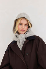 The Alpaca Hooded Scarf Light Grey