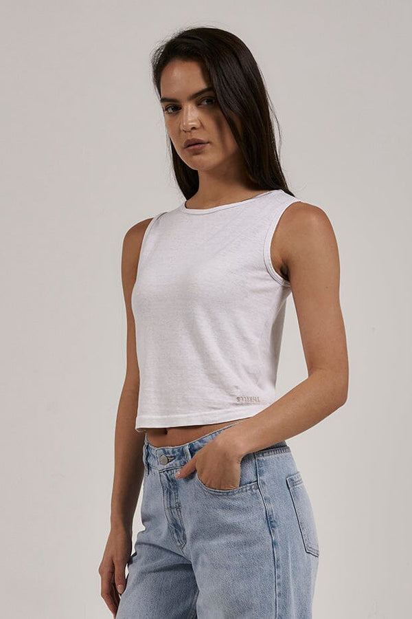 Hemp Boat Neck Tank White