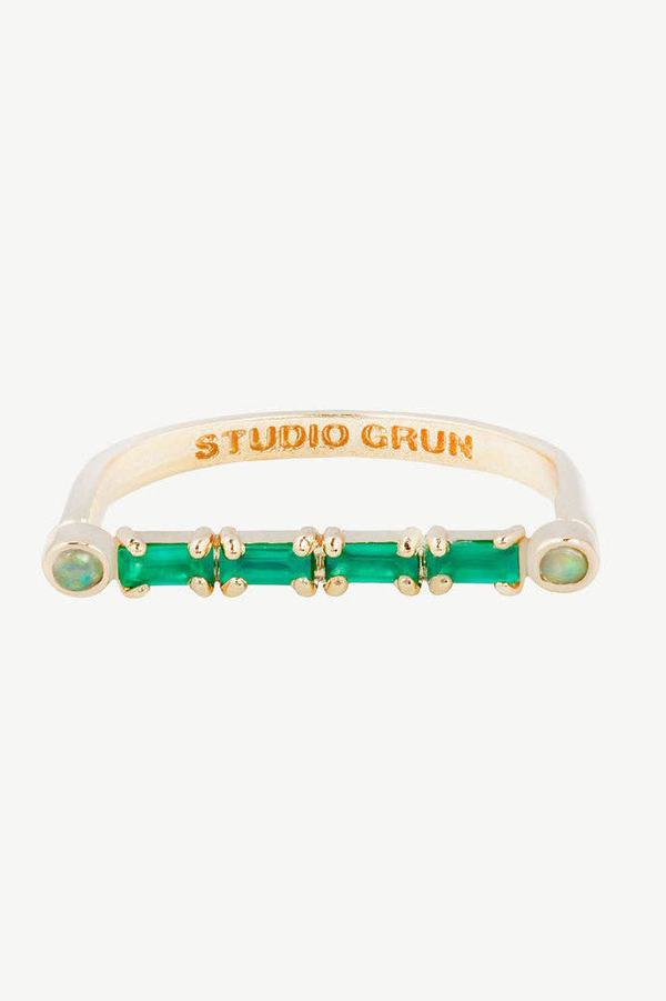 Cha Cha Ring in Green Onyx + Opal