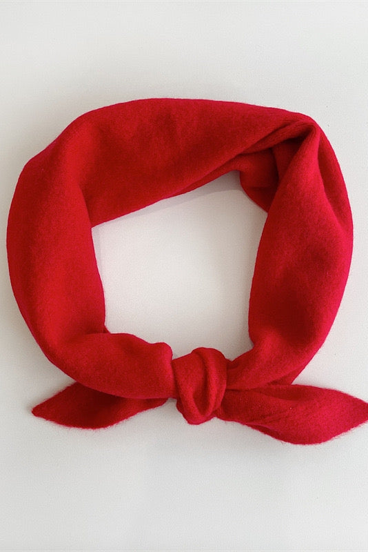 Fuzzy Wool Cravat Scarf Red