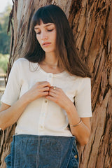 Short Sleeve Cardigan Ivory
