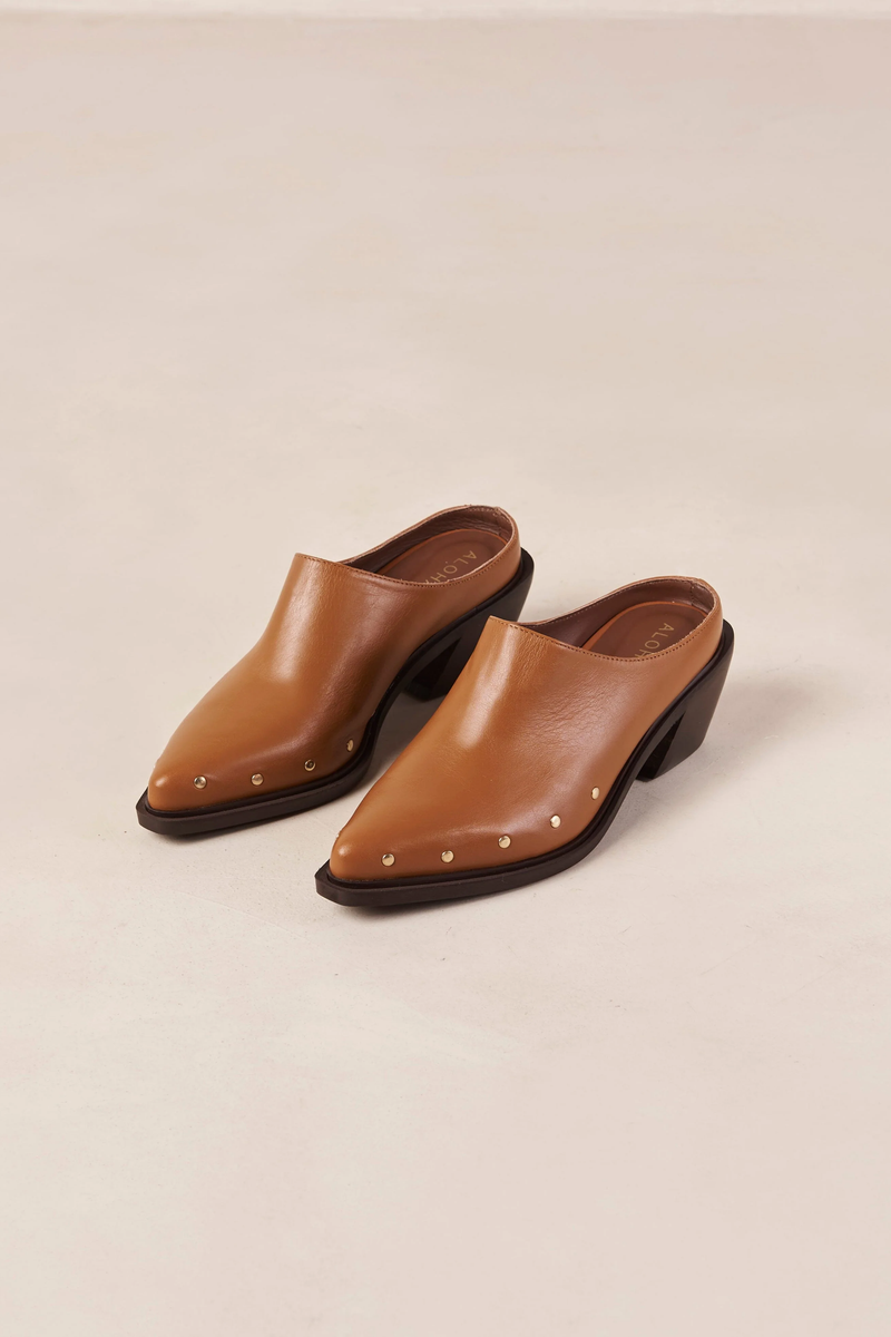 Lorenzo Tan Leather Mules