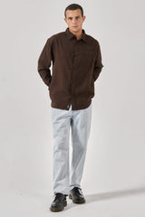 Hemp Minimal Thrills Oversize Long Sleeve Shirt Postal Brown