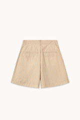 Thin Stripes Pleated Shorts Warm Vanilla