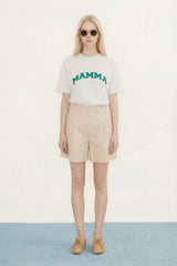 Thin Stripes Pleated Shorts Warm Vanilla