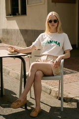 Thin Stripes Pleated Shorts Warm Vanilla