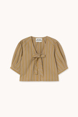 Striped Bow Blouse Light Brown