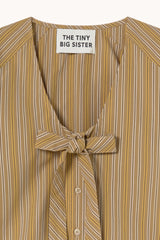 Striped Bow Blouse Light Brown