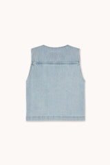 Striped Denim Vest Washed Blue